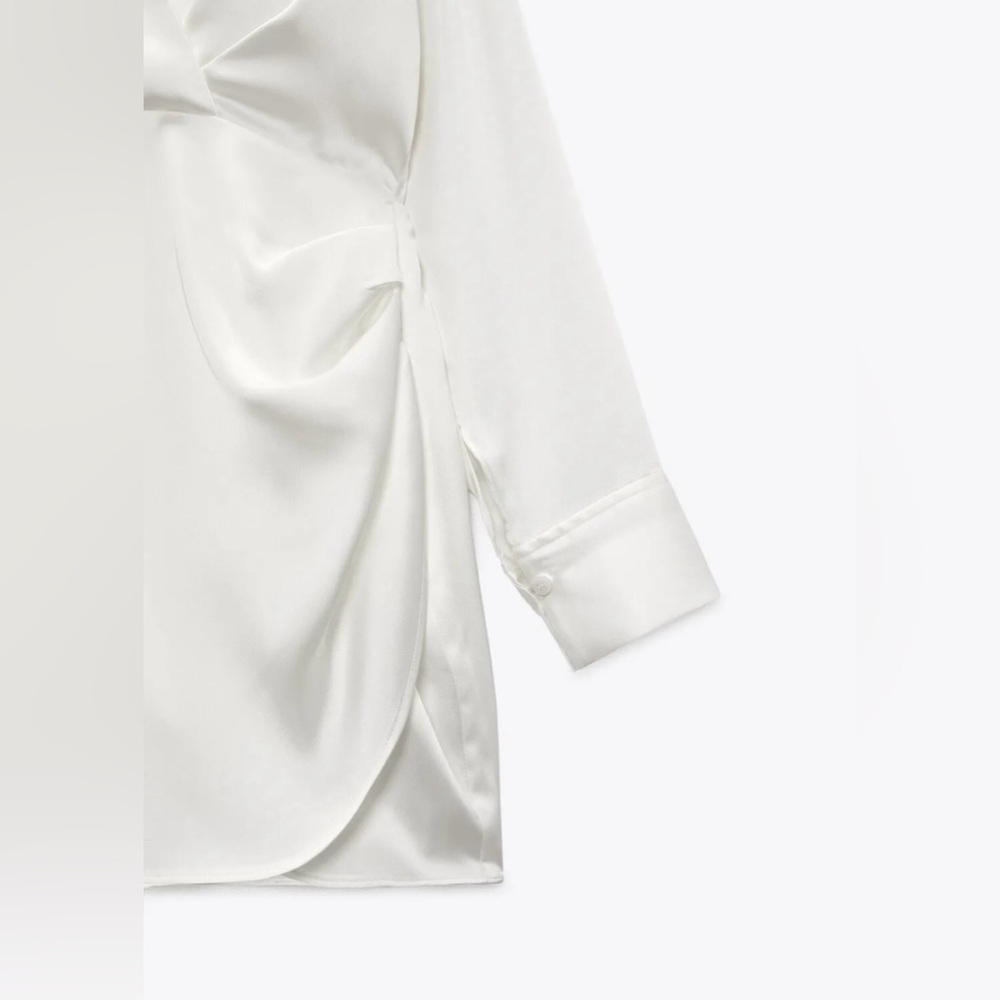 Zara dress white Satin Effect Mini Party Coctail Date Wedding  Long Sleeve - Picture 15 of 16